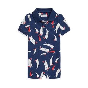 NWT RALPH LAUREN Baby boys  ROMPER, SHORTALL MESH PRINTED